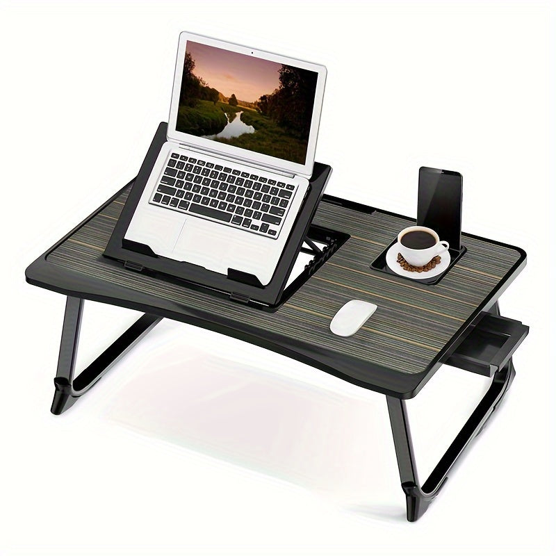Foldable Laptop Desk for Bed & Couch with Cup Holder Phone Holder Drawer USB Port Home Office Breakfast Tray Lap Desk for Working Watching Movies – 6 Styles