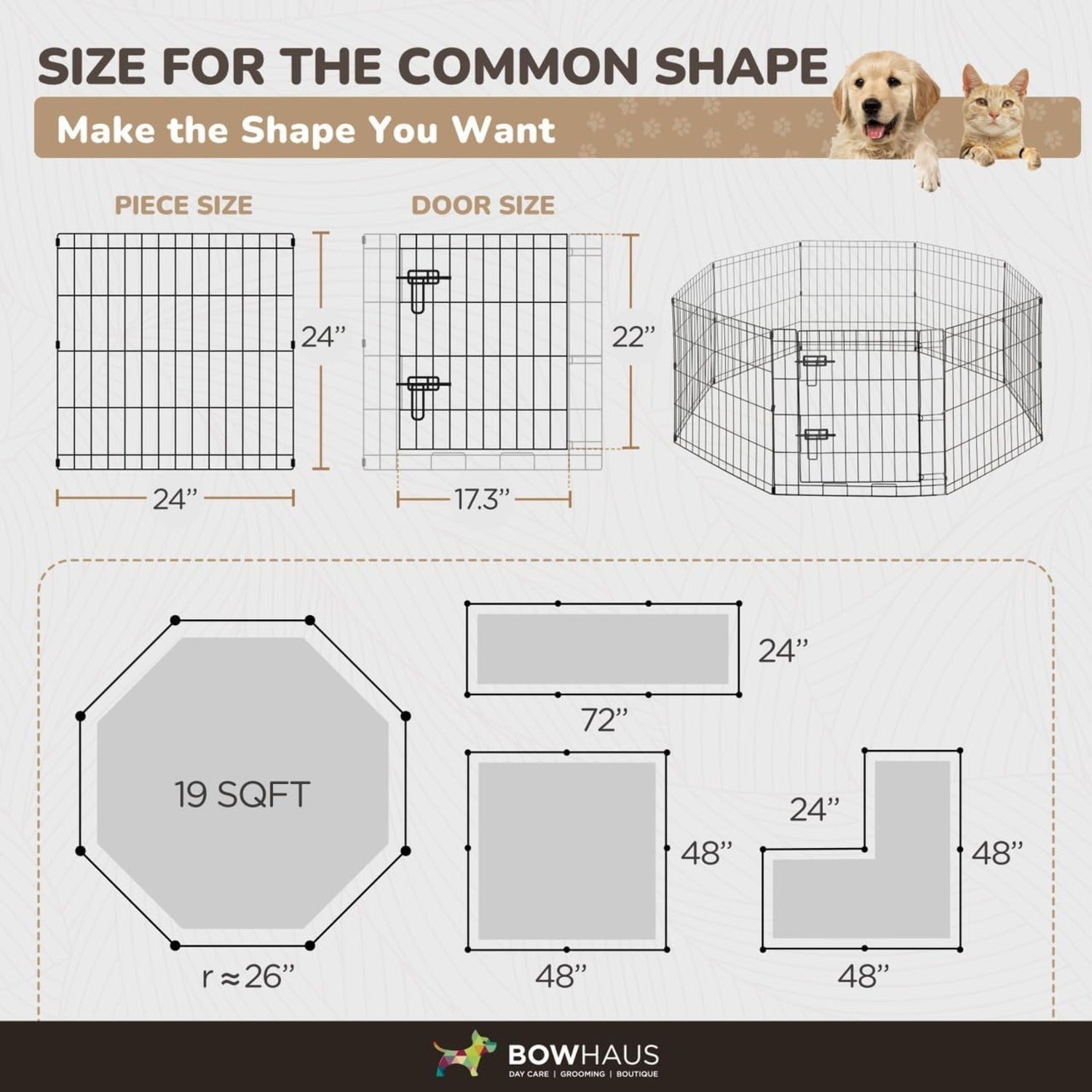 Foldable Dog Playpen 8 Panel – Heavy-Duty Metal Pet Kennel with Gate for Indoor & Outdoor Use, Portable Exercise Fence Cage for Small Dogs & Animals, Available in 24"/30"/36" Heights
