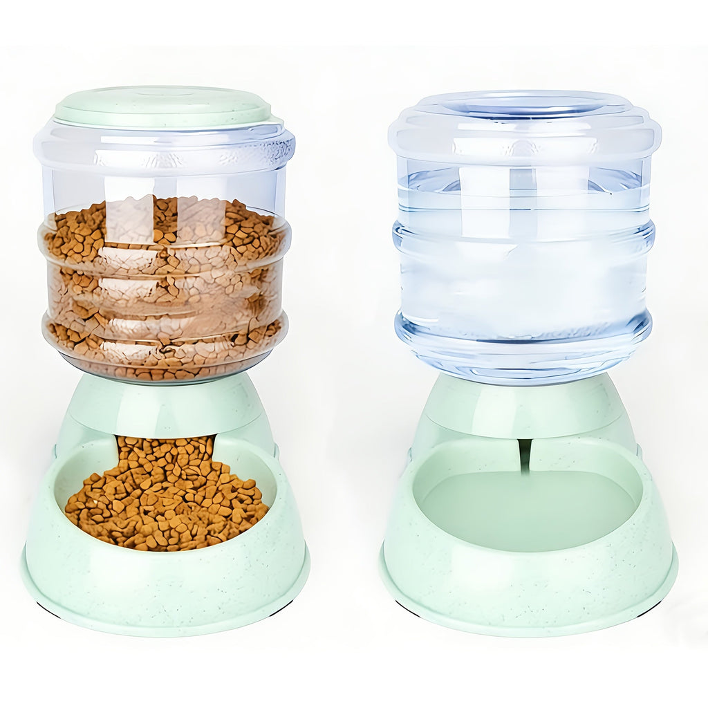 Automatic Gravity Pet Feeder and Water Dispenser 1 Gallon 3.8L - No Battery BPA-Free PP, Hands-Free Gravity Feeding Station for Cats and Small Medium Dogs, Perfect Pet Gift