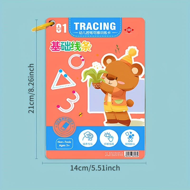 Magic Practice Copybook for Kids 128 Pages Reusable Pen Control Training Number and Letter Writing Tracing Workbook Handwriting Practice Book Kindergarten Preschool Ages 3 to 8