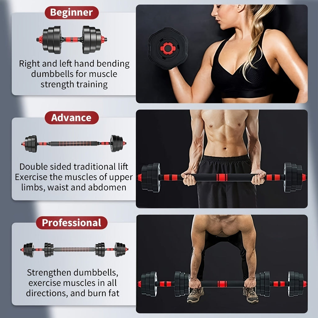 Adjustable Dumbbell Set 22LB & 44LB for Men & Women – Free Weight Home Gym Equipment with Barbell Connector & Bumper Plates for Strength Training, Muscle Building & Fitness Workouts