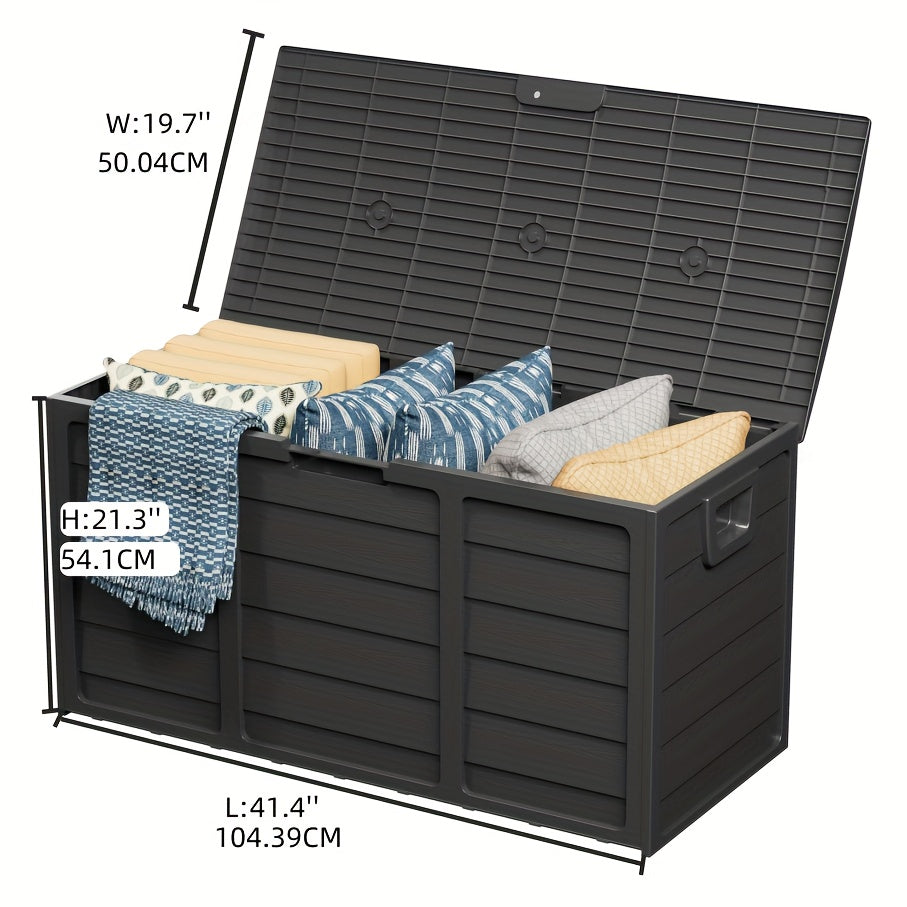75 Gallon Resin Outdoor Storage Box with Handles Weatherproof Deck Box for Pool Accessories Garden Tools Patio Backyard