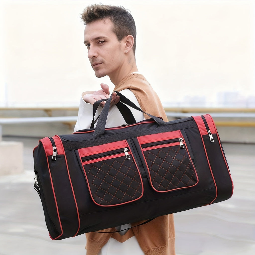 Heavy-Duty Large Capacity Travel Duffel Bag for Men & Women – Multi-Pocket Gym Bag with Adjustable Shoulder Strap & Zipper for Fitness, Weekend Trips, Business Travel & Outdoor Use, Red