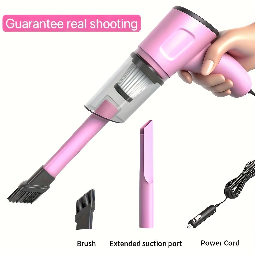 Pink Mini Handheld Car Vacuum Cleaner Dry Wet Strong Suction Pet Hair Cat Hair Cute Portable Corded No Battery for Women Girls Car Interior Home Desk Keyboard Cleaning | Nova Mart