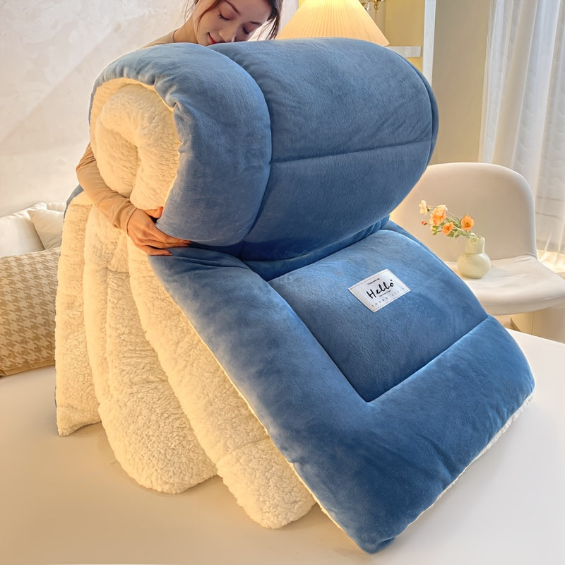 All Season Comforter – Thick Soft Quilted Box Stitch Solid Color, Ultra Breathable Machine Washable Duvet for Autumn Winter Spring, Twin Full Queen King Sizes