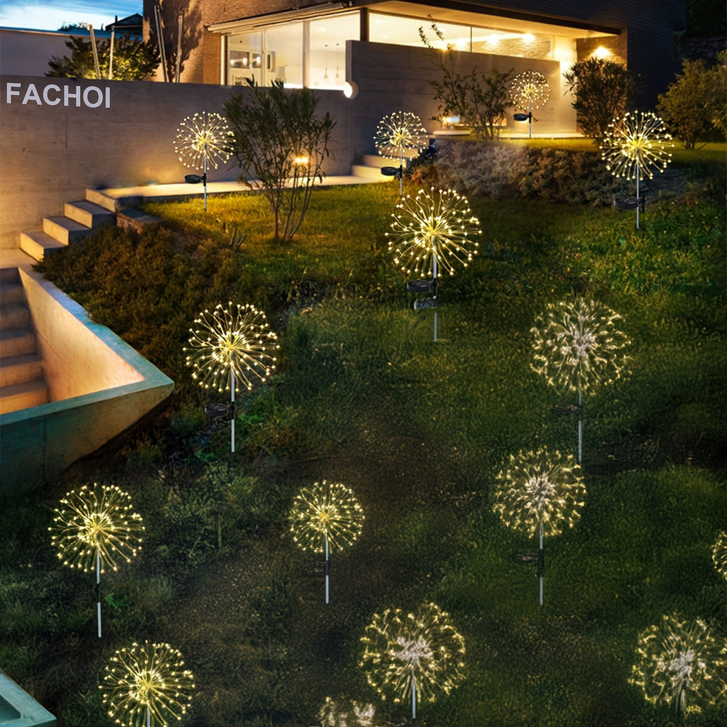 Solar Firework Garden Lights Outdoor – 8 Modes LED Smart Sensor Auto Dusk to Dawn Waterproof Landscape Lighting for Garden Patio Walkway Yard Lawn Party Wedding 60 200 360 LED Multi-Pack