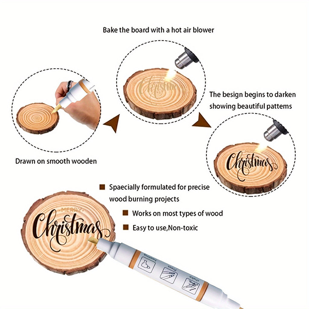 Wood Burning Paste Kit Heat Activated Pyrography Gel Set with Burning Pens Squeegee Tools, 6 Jars 1.5OZ Etching Cream for Wood Canvas Denim Fabric, DIY Craft Kit for Beginners Artists Adults
