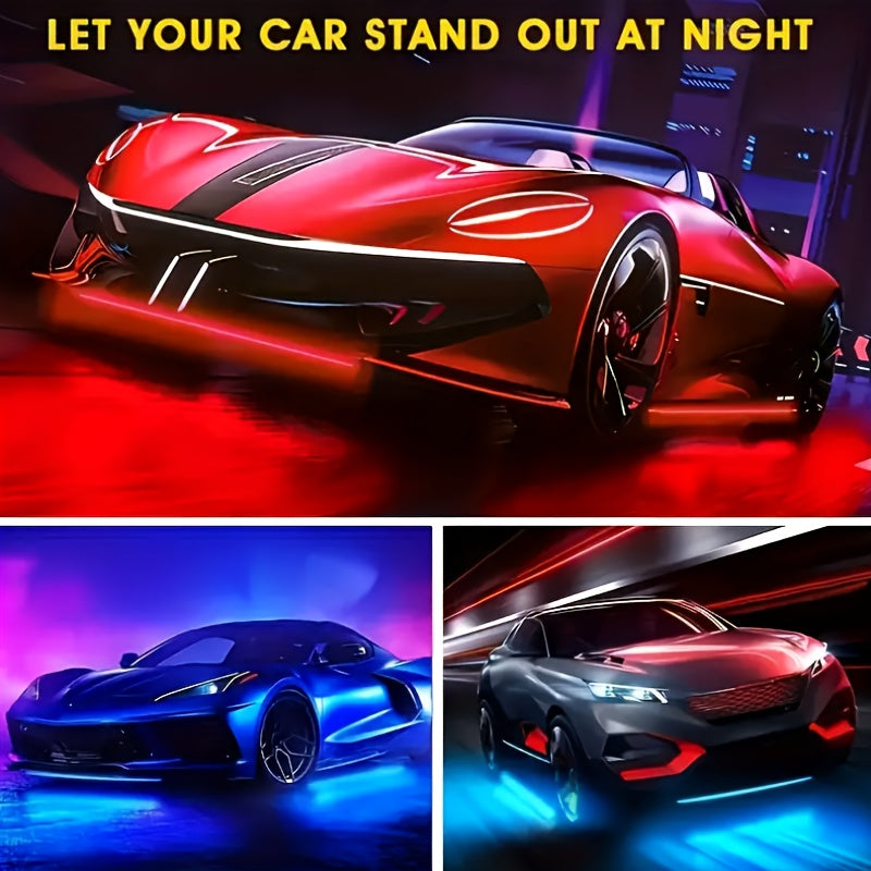 Car LED Underglow Atmosphere Light Kit App Wireless Control - Multiple Scene Modes 2 Strips 23.62 x 35.43 Inch Interior Exterior Decorative RGB Lighting for Cars Trucks SUVs