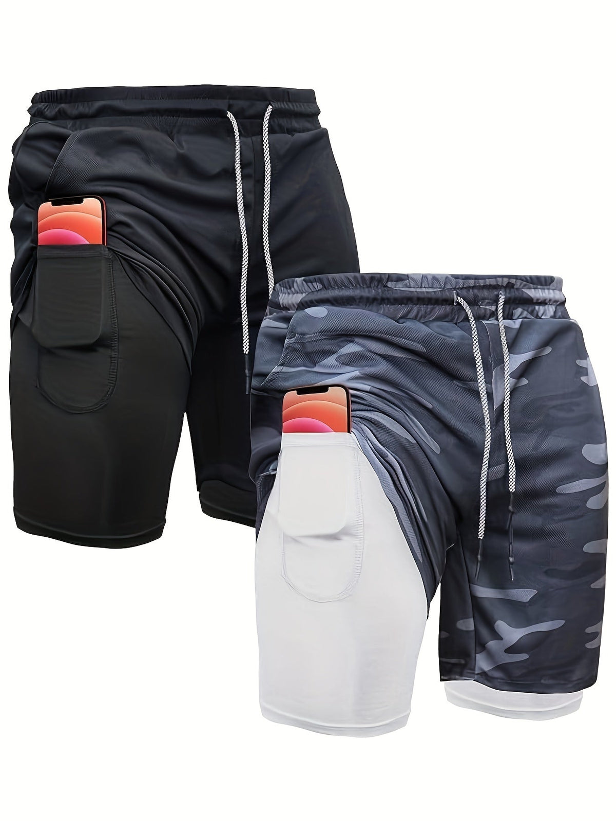 Men's 2-in-1 Running Shorts 7 Inch Quick Dry Compression Liner – Lightweight Athletic Workout Gym Shorts for Men, Polyester Training Shorts for Running Yoga Hiking Outdoor Sports S M L XL XXL