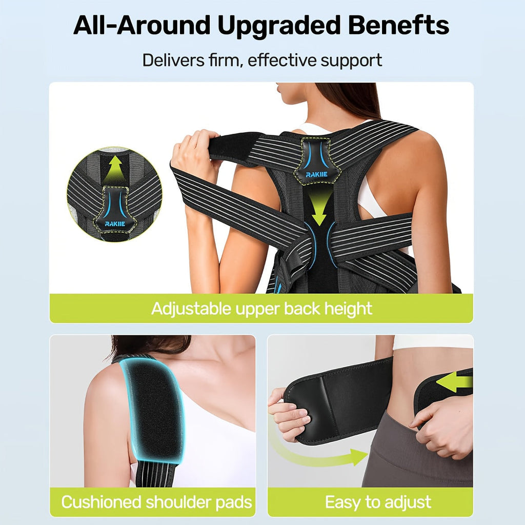 Posture Corrector Vest Adjustable Shoulder Straightening Brace – Padded Shoulder Cushions & Soft Underarm Bands, Unisex Back Support for Daily Wear, Men Women, Small to X-Large, Father's Day Gift