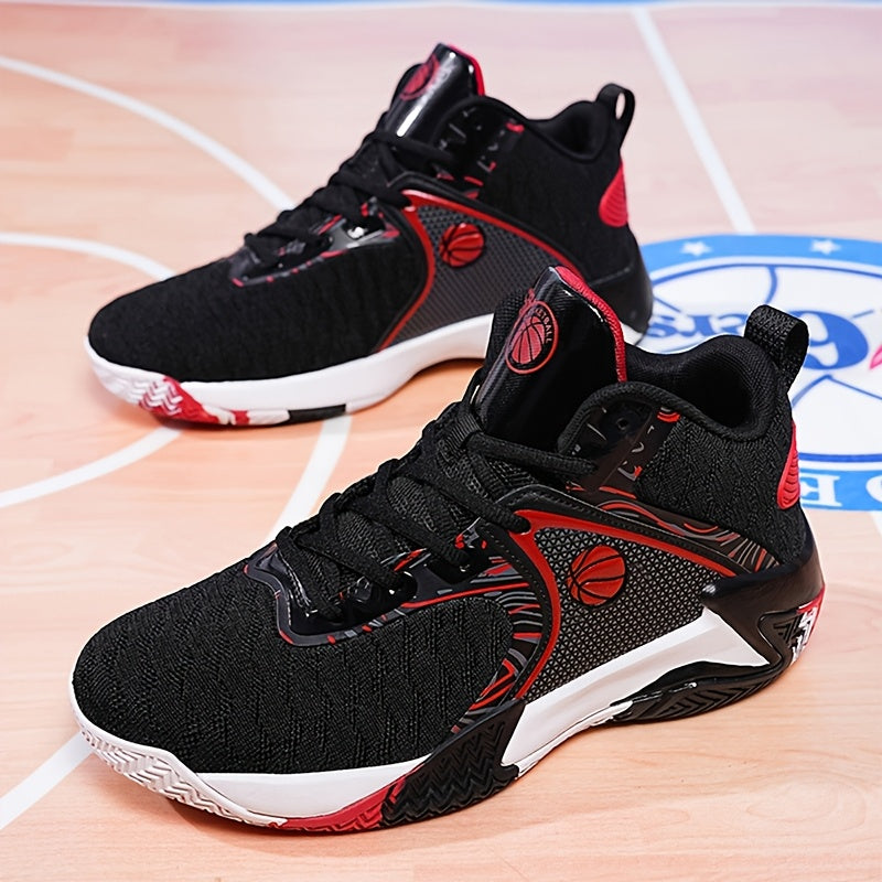 Men's High Top Basketball Shoes Anti-Slip Rubber Sole Breathable Upper – Lace-Up Ankle Support Sneakers in Red Black Yellow Cushioned Insole All-Season US Sizes 6.5 to 13.5