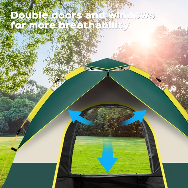 Automatic Instant Pop-Up Camping Tent 1-3 or 3-4 Person – Full Season Windproof Lightweight Tent with Double Doors & Mesh Windows for Camping Hiking Hunting Travel & Outdoor Shelter
