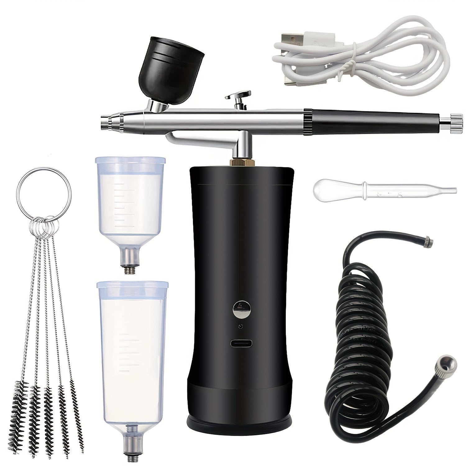 Rechargeable Cordless Airbrush Kit 0.3mm Nozzle 3-Speed Pressure Portable Airbrush Set for Makeup Nail Art Cake Decorating Model Painting Body Art USB-C Charging