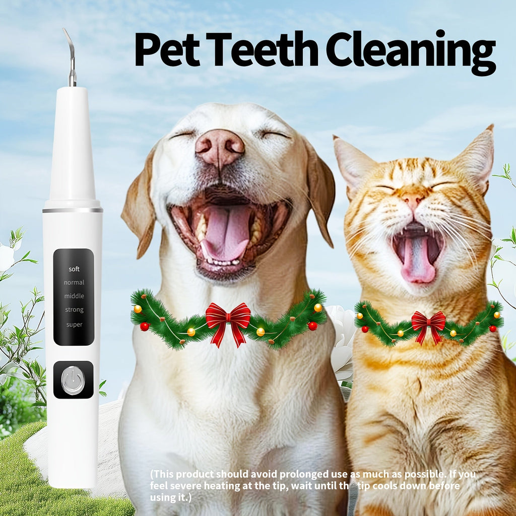 Electric Pet Teeth Cleaning Kit for Cats Dogs USB Rechargeable Removes Tartar Plaque Stains 4 Cleaning Heads 5 Modes At-Home Dental Care