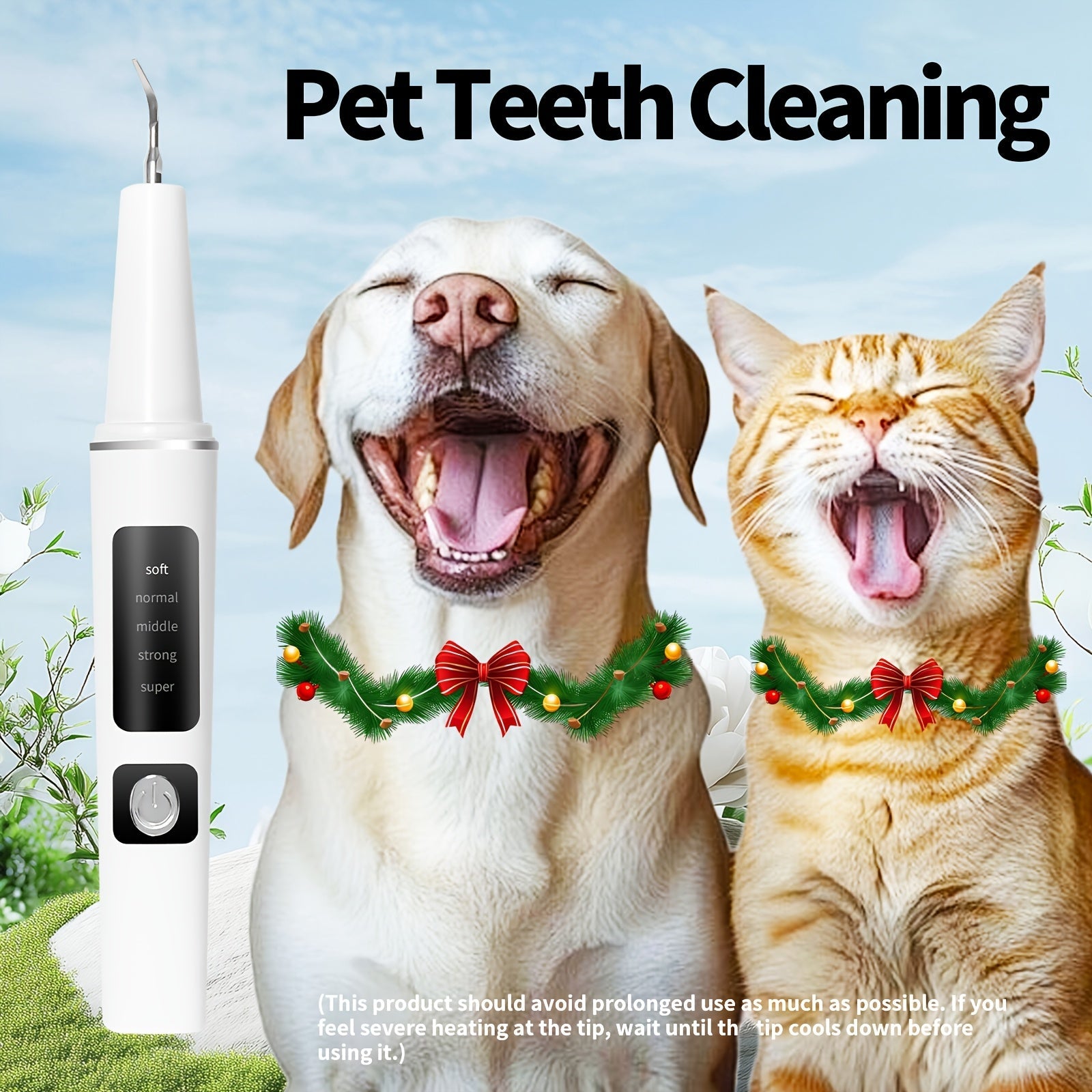 Electric Pet Teeth Cleaning Kit for Cats Dogs USB Rechargeable Removes Tartar Plaque Stains 4 Cleaning Heads 5 Modes At-Home Dental Care