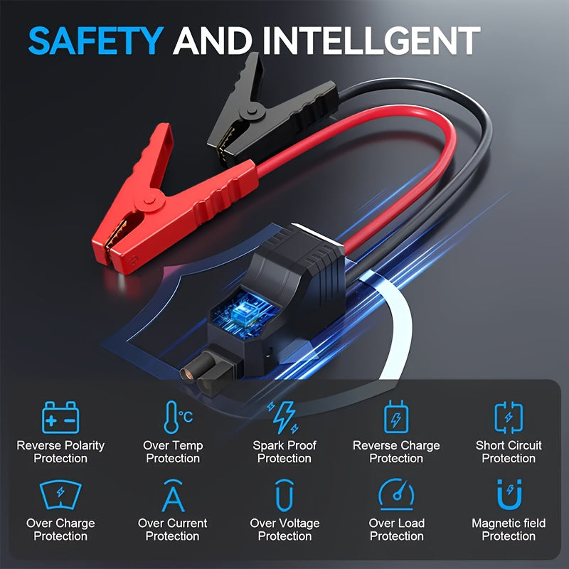 5000A Peak Portable Car Jump Starter with 150 PSI Air Inflator Pump – 10000mAh All-in-One Emergency Battery Booster, Type-C, LED Light for 12V Gas & Diesel Cars, Trucks, SUVs & Motorcycles