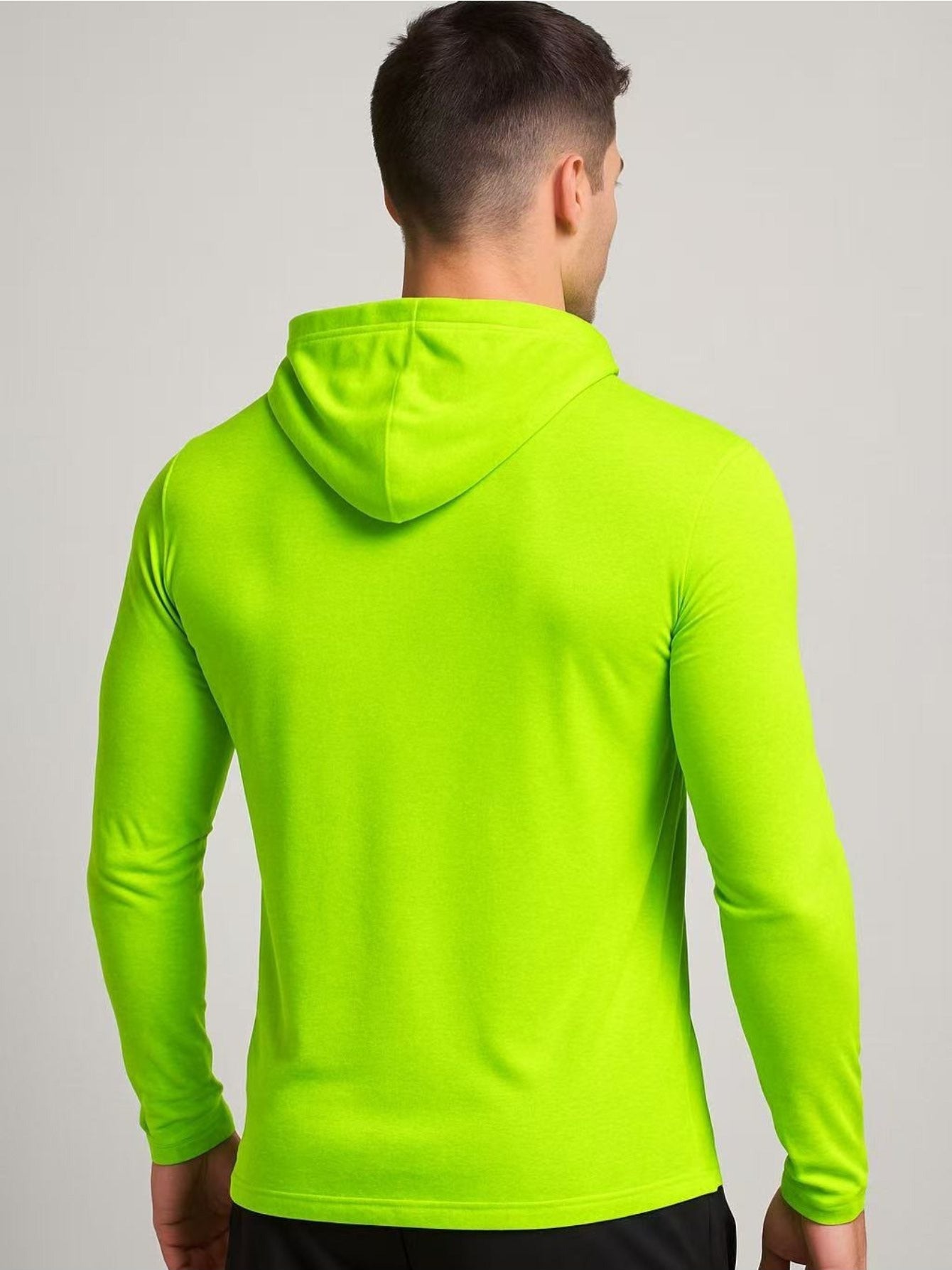 Men's Hi Vis Hooded Work Shirts 4-Pack UPF 50+ Long Sleeve Quick Dry Moisture Wicking Safety Shirts for Construction Outdoor with Neck Gaiter S-XXXL
