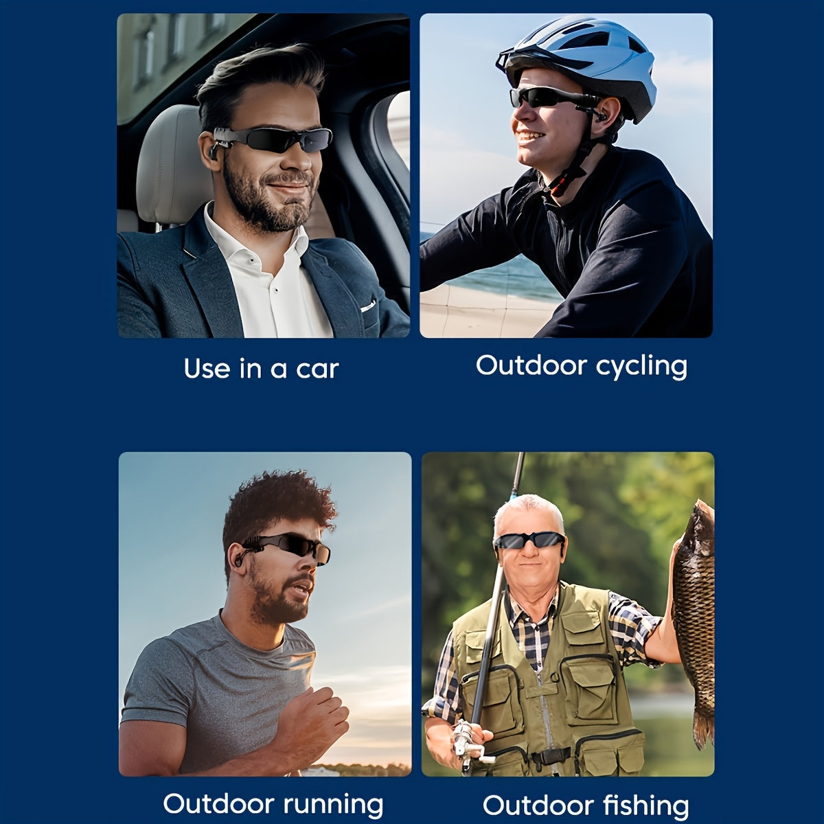 Smart Glasses with Built-In Bluetooth Wireless Earbuds – Stereo Sound, Hands-Free Calls, Glare-Resistant Lenses, Stylish Audio Sunglasses for Music, Driving, Sports & Outdoor Activities, Gift for Couples
