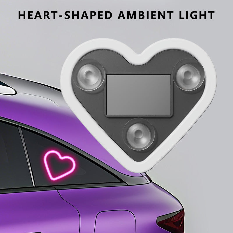Heart & Flower Shaped Car Interior LED Neon Mood Lights USB Powered Cute Ambient Decoration for Women Girls Pink Red Blue Dashboard Window Decor Valentine's Day Birthday Gift Car Accessories | Nova Mart