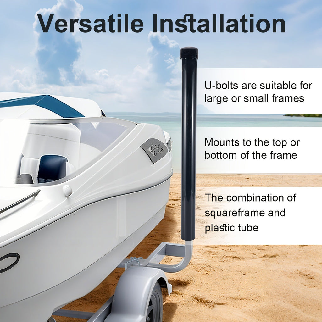 L-Shaped Adjustable Boat Trailer Guide Poles 31–60" – Galvanized Stainless Steel with Black PVC Sleeves, Corrosion-Resistant Trailer Guide Ons for Ski Boat Fishing Boat Sailboat, Black or White
