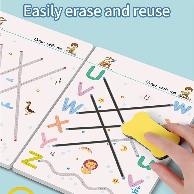 Magic Practice Copybook for Kids 128 Pages Reusable Pen Control Training Number and Letter Writing Tracing Workbook Handwriting Practice Book Kindergarten Preschool Ages 3 to 8
