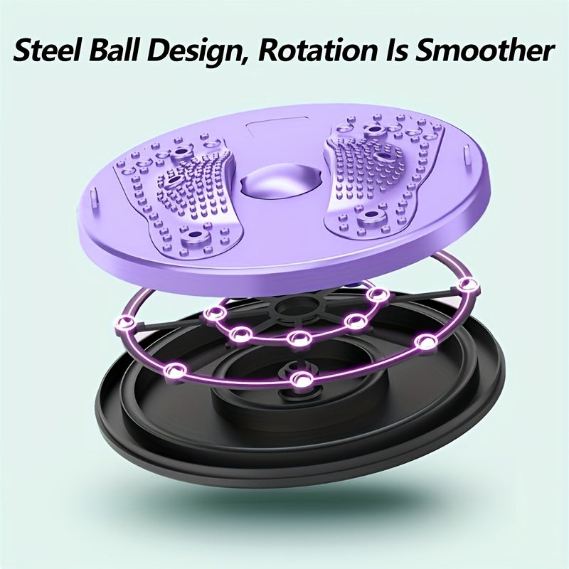 Magnetic Waist Twisting Disc with Resistance Cord – Home Gym Core Ab Workout Balance Board, Non-Electric Slimming Twist Trainer for Office & Home Exercise, Purple Pink Green
