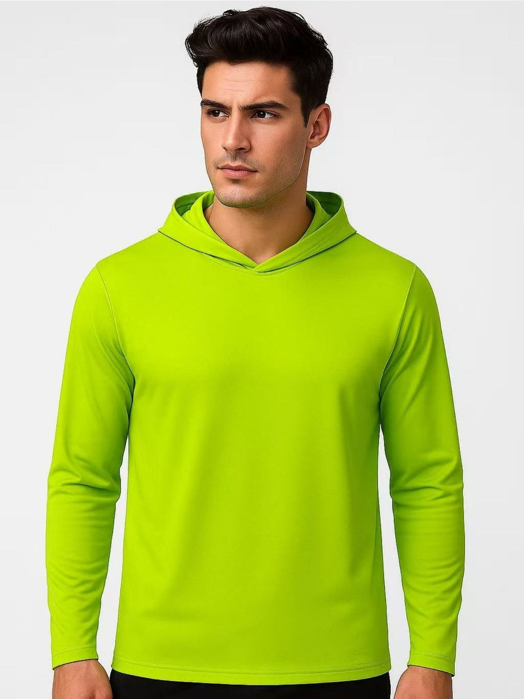 Men's UPF 50+ Sun Protection Hoodie Shirt 3-Pack Long Sleeve Moisture-Wicking Quick-Dry Breathable Outdoor Performance T-Shirt for Hiking Fishing Running – Sizes S to XXXL, Fluorescent Yellow