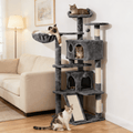 57-Inch Multilevel Cat Tree Tower with 2 Condos – Sisal Scratching Posts, Dangling Ball, Round Platform & Ladder for Indoor Kittens & Small Cats, 6 Colors, Christmas Gift for Cat Lovers