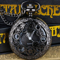 Steampunk Quartz Pocket Watch Necklace for Women Men – Vintage Hollow Gear Analog Pendant Chain Watch Sweater Necklace Unisex Retro Jewelry Christmas Gift