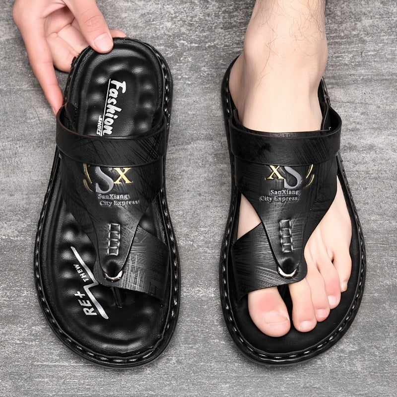 Arch Support Slip-On Men's Hiking Sandals Open Toe – Lightweight All-Season Sports Beach Walking Outdoor Shoes, Black Grey Brown, Wide Sizes US 7–13.5