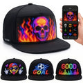LED Light-Up Hat 16x32 Matrix US Flag App Programmable Scrolling Message Cap – Custom Text Upload Breathable Woven Unisex Novelty Gift for Teens Parties Festivals Events