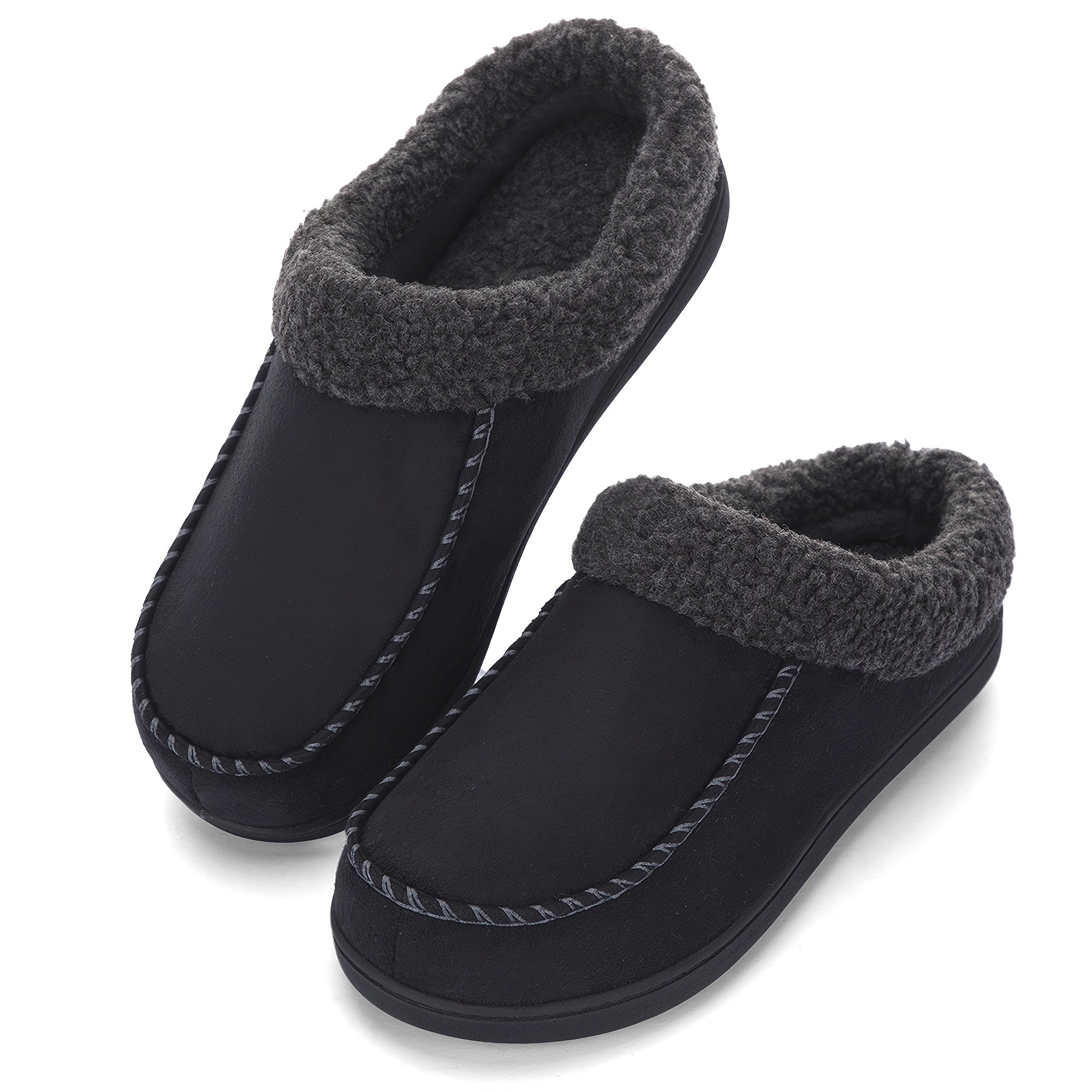 Men's Sheepskin Collar Loafers – Memory Foam Cushioning, Anti-Slip TPR Sole, Warm Lining, All-Season Indoor & Outdoor Slip-On Shoes – Coffee Brown, Camel, Black (US 7–12)
