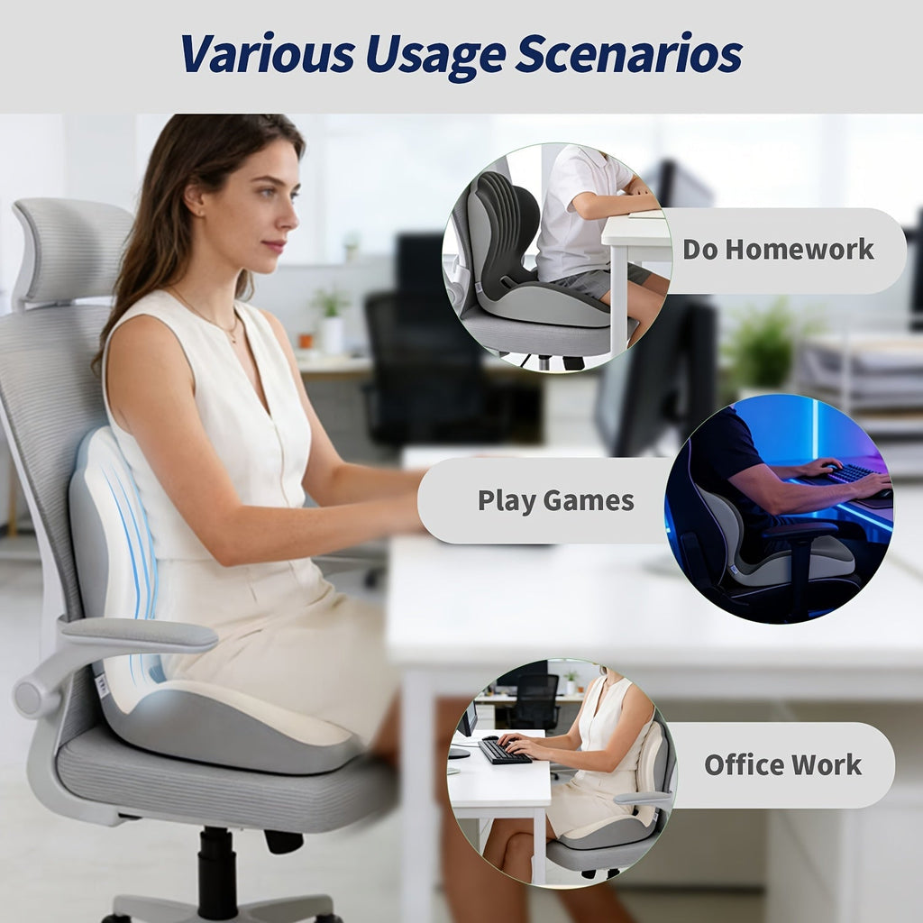 Memory Foam Lumbar Support Cushion for Office Chair & Car Seat – Ergonomic Lower Back & Hip Support Pillow, Breathable Non-Slip Design for Prolonged Sitting Driving Work from Home, 10 Colors