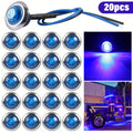 LED Marine Boat Courtesy Lights 20-Pack DC12V 3-LED Side Marker Lights for Boat Yacht Transom Stern Deck, Round Submersible Navigation Lights in Red Green Blue White Yellow, Stainless Steel Base
