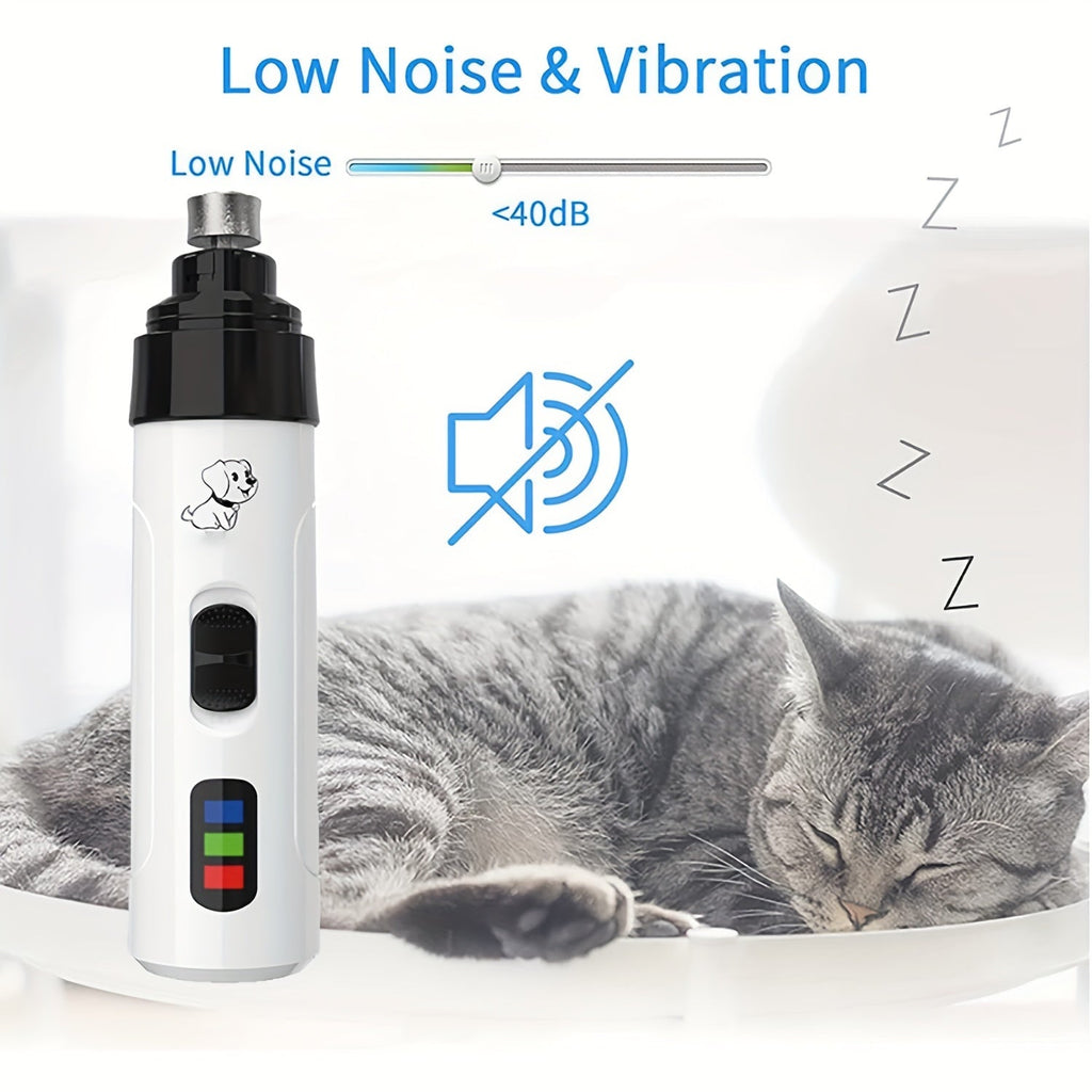 Electric Dog Nail Grinder Quiet Painless USB Rechargeable with LED Screen Multi-Speed Pet Grooming Tool for All Breeds