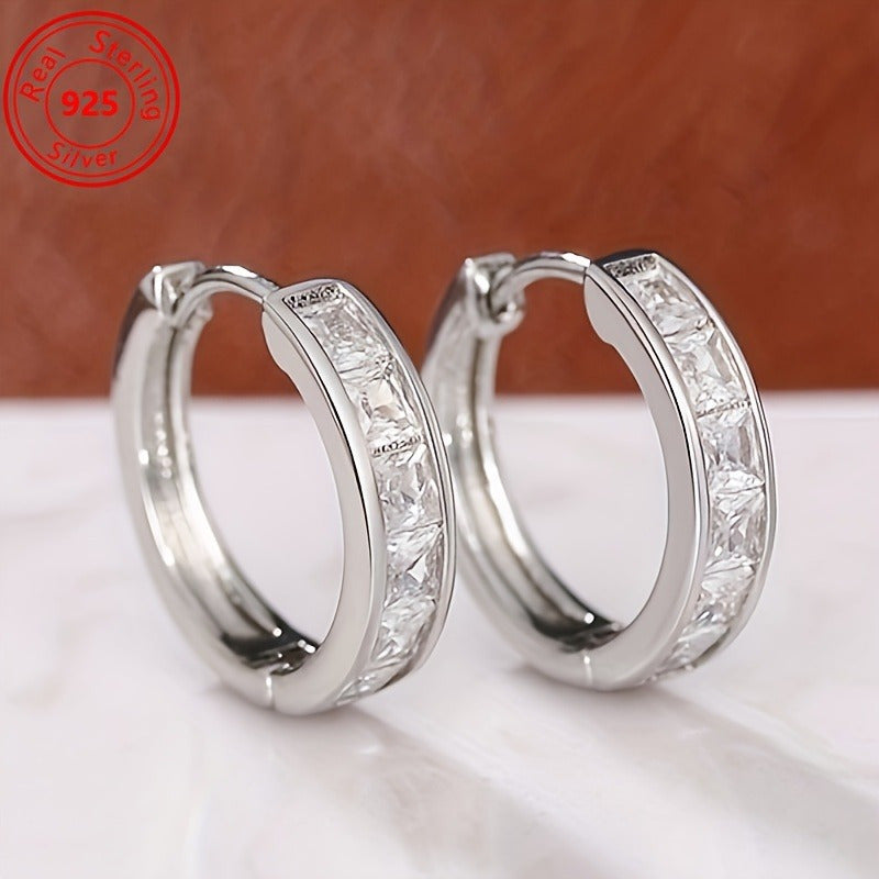 S925 Sterling Silver Zirconia Stud Earrings 2 Pairs Set for Women – Hypoallergenic Ultra Lightweight 3.2g Boho Minimalist CZ Shining Earrings Daily Wear Date Party Valentine's Day Gift