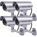 Dummy Security Camera Fake CCTV Surveillance System – Realistic Simulated LED Lights, Adjustable Mount & Warning Stickers, Indoor & Outdoor Home Security Decoy Camera – 2 or 4 Pack