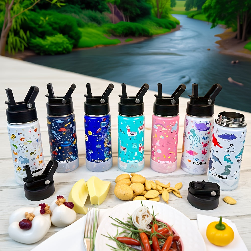 16oz Kids Stainless Steel Water Bottle – Vacuum Insulated, 3D Printed Design, Leak-Proof & BPA-Free, Cold 24H Hot 12H, Fun Styles for Boys & Girls – Perfect Gift for Students, School & Outdoor Activities