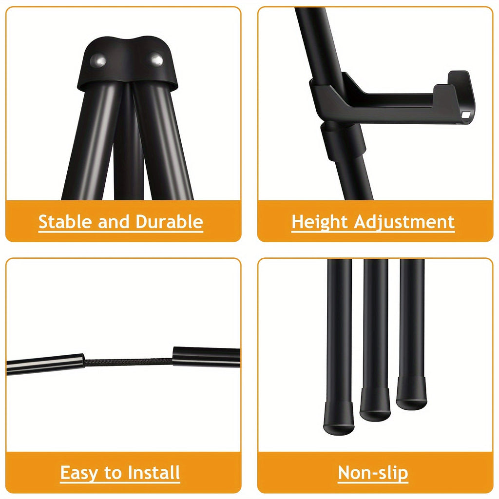 63 Inch Portable Tripod Easel Stand Foldable with Carrying Bag – Adjustable Metal Floor Easel for Wedding Signs Art Posters Painting Trade Shows Events – Black White Gold Silver Pink Single 2-Pack 3-Pack