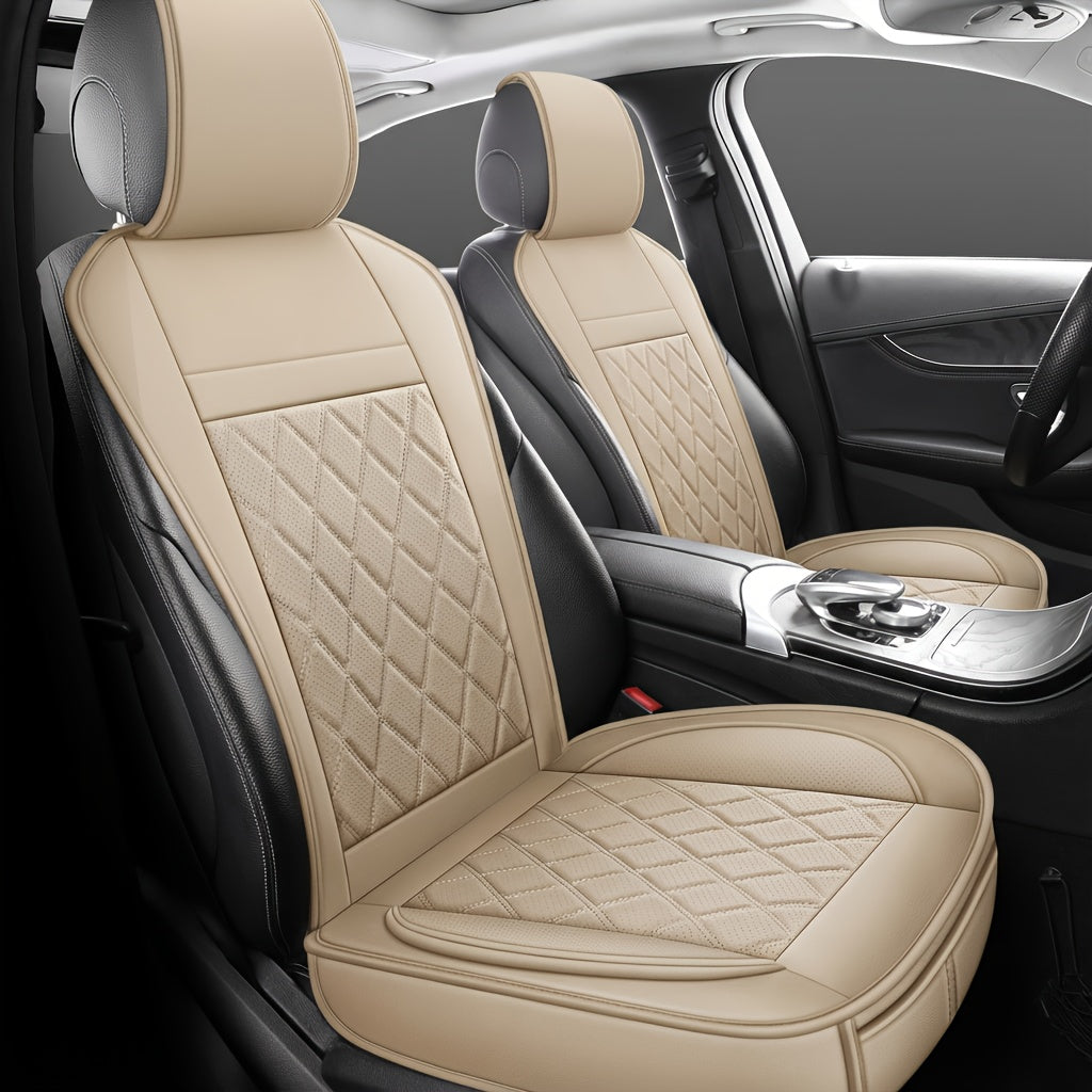 Universal Front Car Seat Covers 2 Pack Full Surround High-Back Bucket Seat Protector Anti-Slip Easy Install for Cars SUVs Trucks Multiple Colors and Styles Aero Wave Luxe Diamond Dynamic Stripe