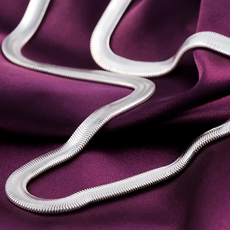 925 Sterling Silver Flat Snake Chain Necklace 20 Inch – Sleek Minimalist 2D Serpentine Unisex Jewelry Gift for Weddings Parties Christmas Holidays