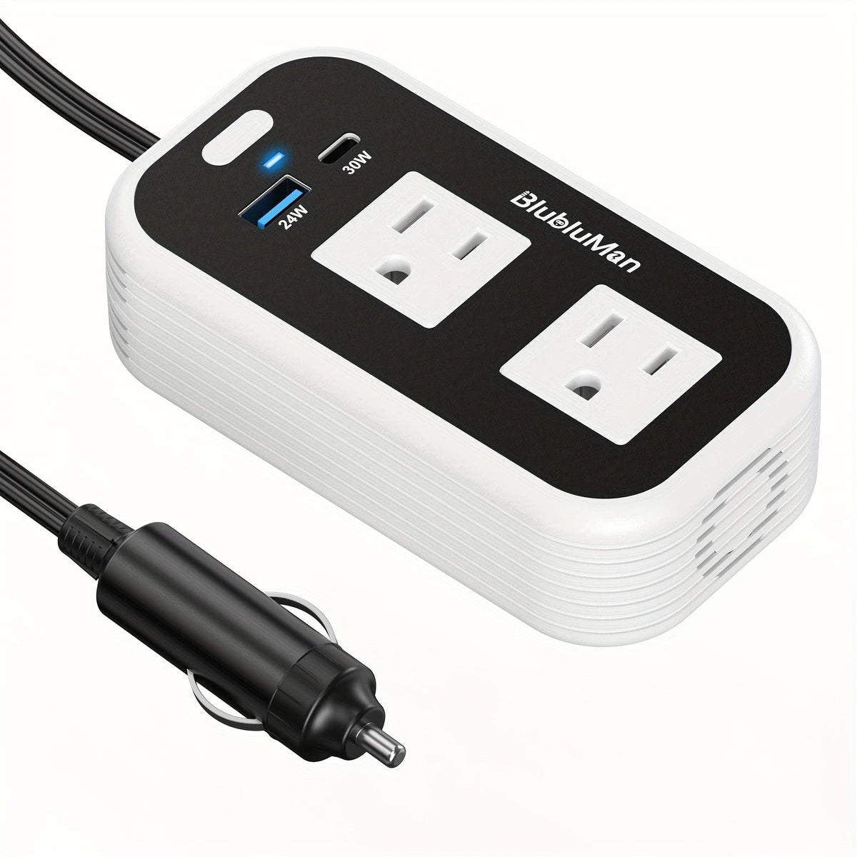 200W Car Power Inverter DC 12V to AC 110V with 30W USB-C PD Fast Charge 24W QC3.0 Car Outlet Adapter for Laptop Phone Tablet MacBook Road Trips Camping Trucks SUVs RVs