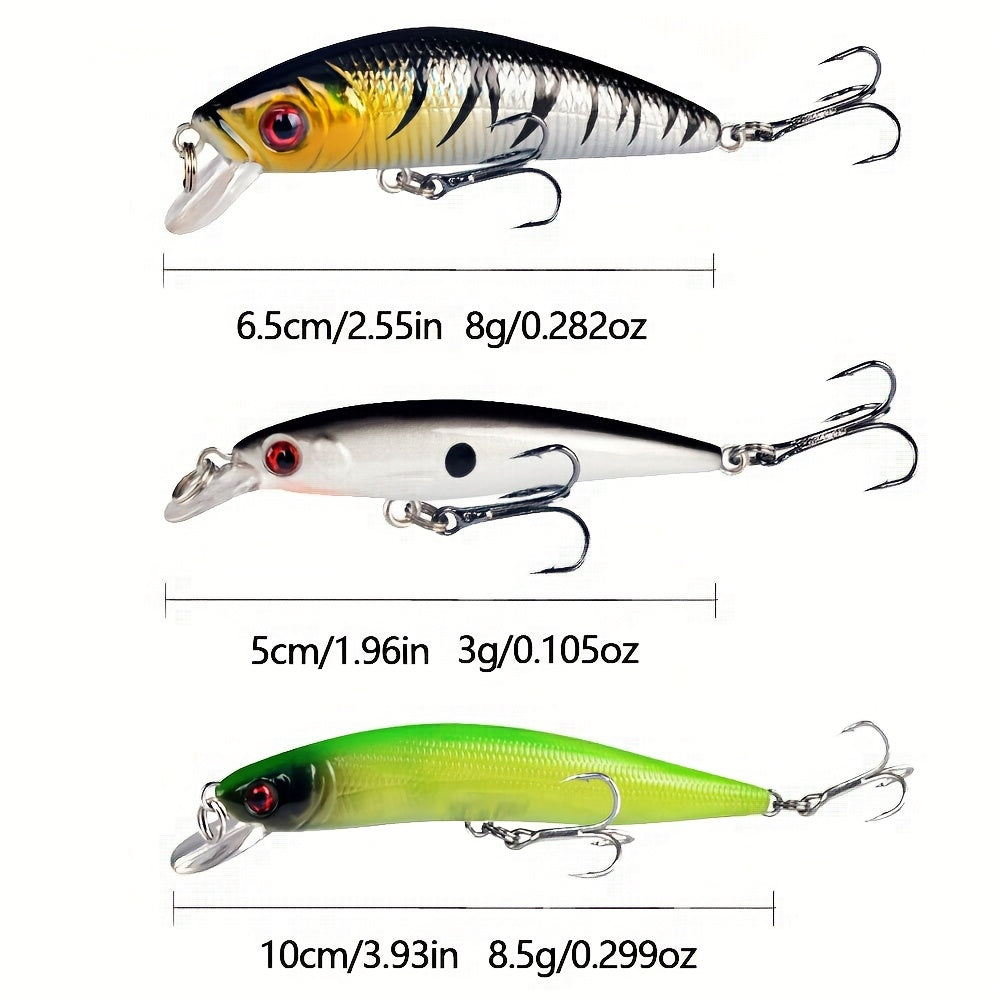 Fishing Lure Set 5pcs Bionic Minnow Hard Bait – Realistic Swimming Action Saltwater & Freshwater Artificial Lures for Bass Pike Trout Walleye, Random Mixed Colors, Angler Gift