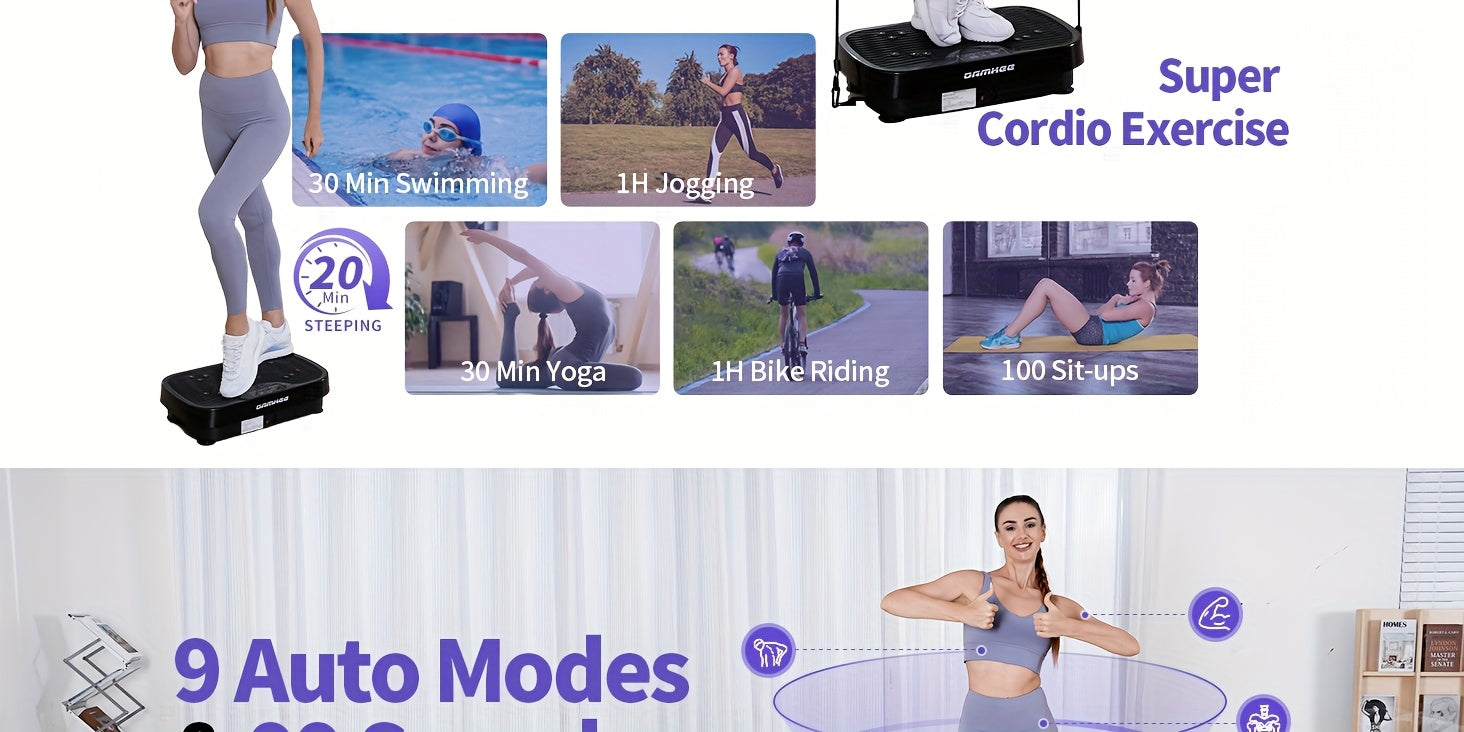 Vibration Plate Exercise Machine Full Body Workout Weight Loss Lymphatic Drainage 99-200 Speed Levels Quiet Motor Portable Home Gym Muscle Toning 330 lbs Capacity