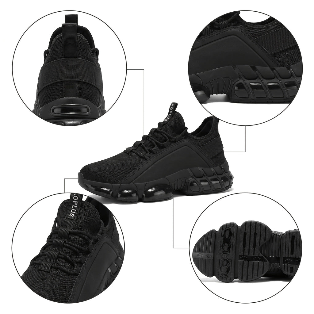 Men's Lightweight Breathable Running Shoes, Low-Top Road Training Sneakers with Rubber Sole & Lace-Up Closure, All-Season Comfort Athletic Footwear for Gym, Training & Casual Wear - White, Black, Blue, Khaki