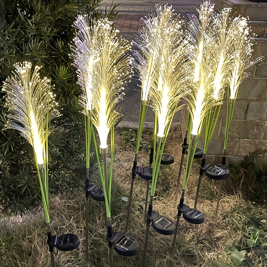 Solar Garden Stake Lights Golden Grass Design - Energy-Efficient Outdoor Decorative Lights for Yard Patio Balcony Pathway Nickel Battery Auto On Off Available in 1pc or 2pcs