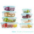 Borosilicate Glass Food Storage Containers 16-Piece Set 8 Sizes – Leak-Proof Lids, Oven Safe to 752°F, Microwave Dishwasher Freezer Safe, Stackable Meal Prep Containers for Leftovers & Lunch