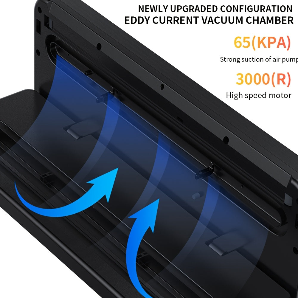 Vacuum Sealer Machine 65KPA 6-in-1 with 40 Free Bags – Wet & Dry Mode, Automatic Food Vacuum Sealing Machine for Food Storage & Preservation, Commercial & Household Kitchen Food Saver with External Hose