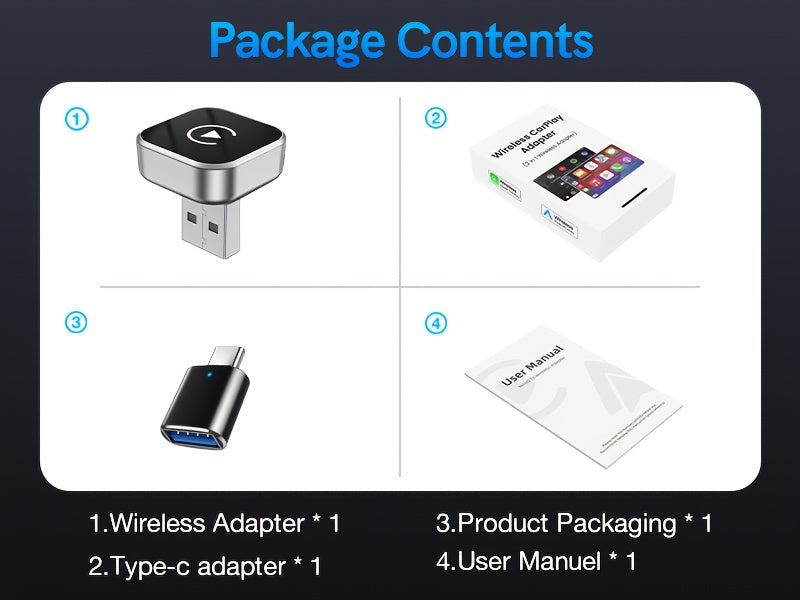 Wireless CarPlay Adapter 2026 Upgraded Mini Dongle 2-in-1 iPhone Android Auto Convert Wired to Wireless USB-A USB-C Dual-Band Low Latency Auto Connect FCC Certified