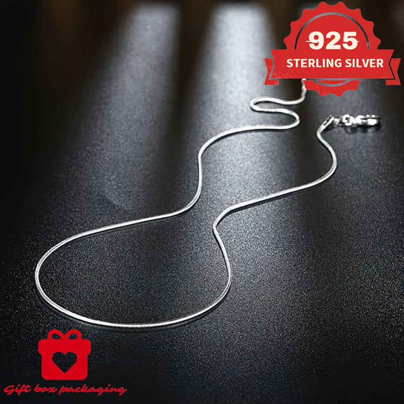 925 Sterling Silver 1mm Round Snake Chain Necklace Unisex – Handmade 6.24g Hypoallergenic Pendant Chain 16 18 20 22 24 Inch Gift Box Included Mother's Day Birthday Anniversary Gift for Him Her